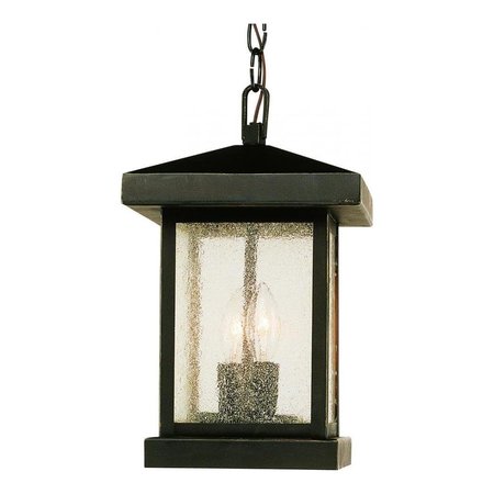 TRANS GLOBE Two Light Weathered Bronze Amber Seeded Glass Hanging Lantern 45643 WB